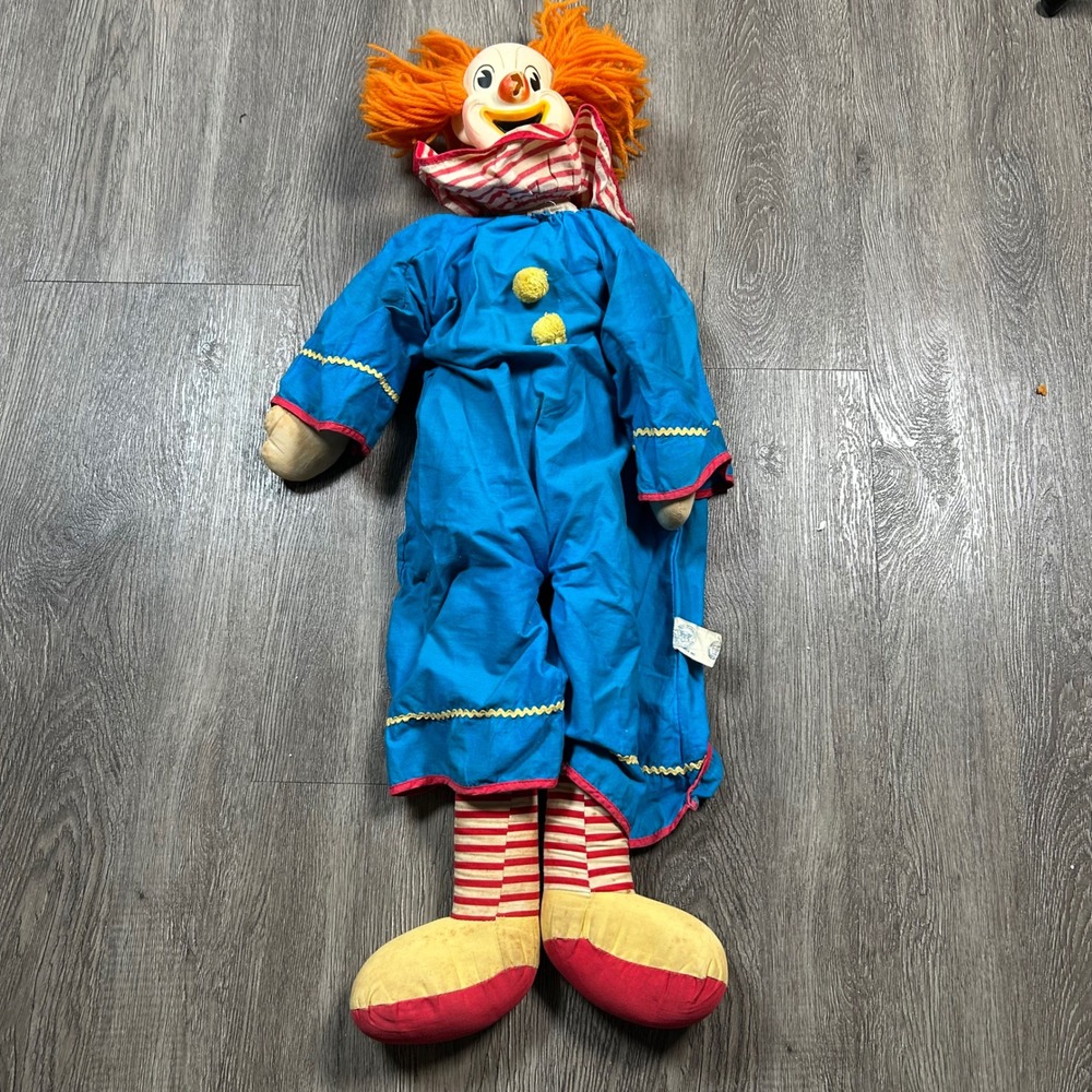 Knickerbocker Bozo the Clown Plush 28" Blue Vintage Larry Harmon Toy